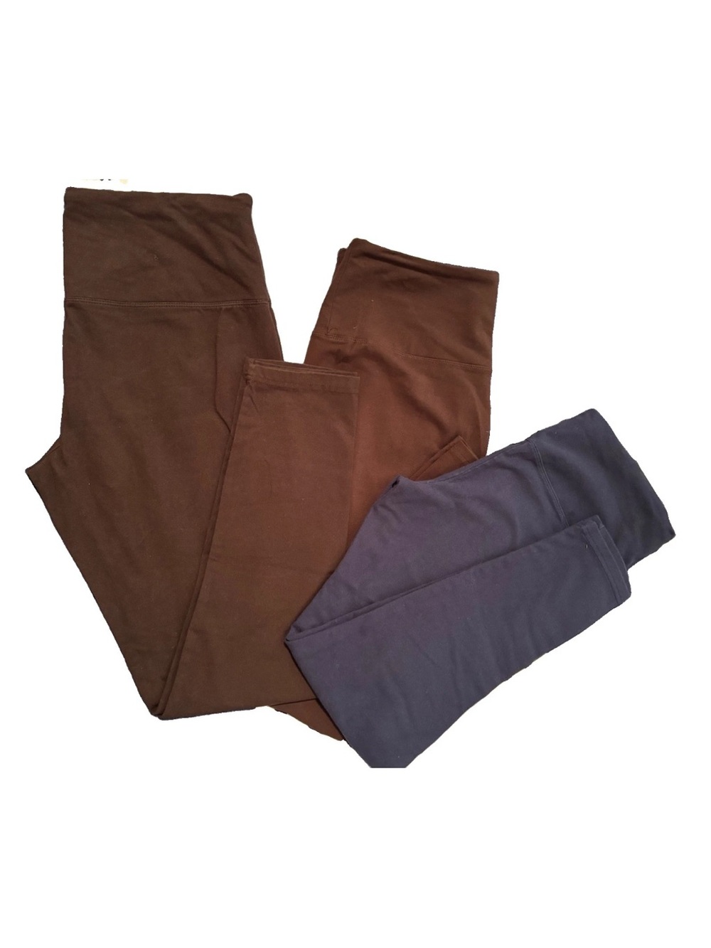 Intro love the fit Lot of 3 Stretch Pull-On Leggings - Brown and Navy Blue Sz M